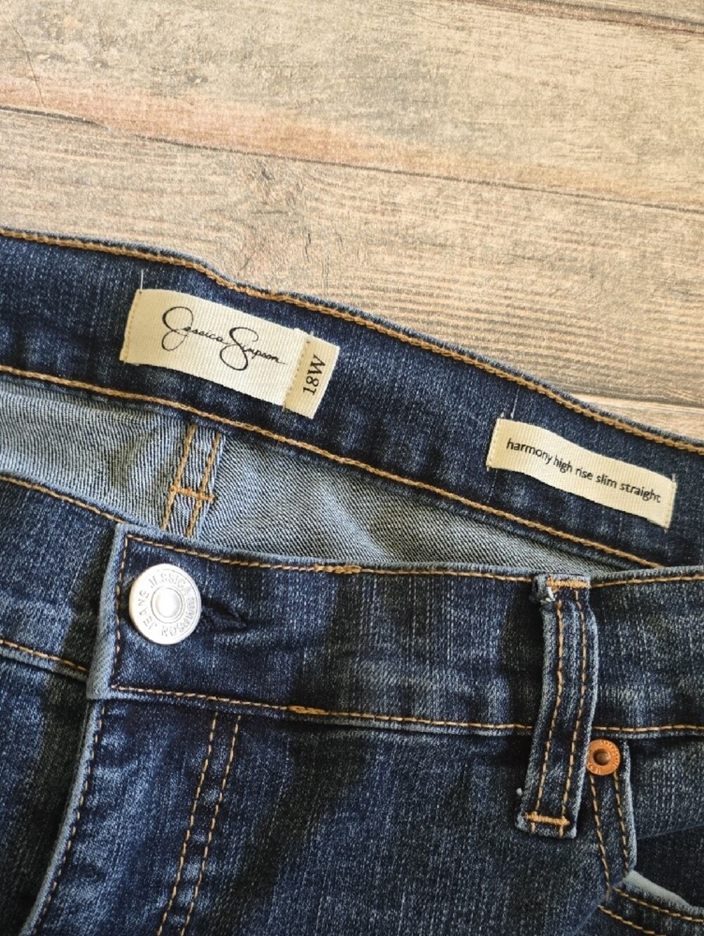 Jessica Simpson 18w Harmony High Rise Slim Straight Dark Blue Jeans - Picture 2 of 5